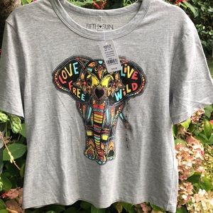 Fifth Sun! NEW! Love elephant screen crop top.